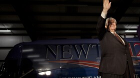 Former House Speaker Newt Gingrich waves during a campaign stop Friday in Peachtree City, Ga. Doing well in the state's primary is important for Gingrich because he represented a congressional district there for 20 years.