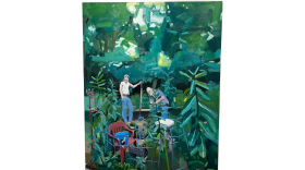 Michael McCaffrey "Milkweed Gardeners" Oil on canvas.
