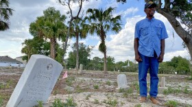 Samuel Griffin speaks about his his uncle and namesake, World War I veteran Samuel Griffin, at the Old Groveland Cemetery.