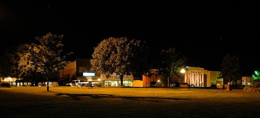 Downtown Fulton, Kentucky at night