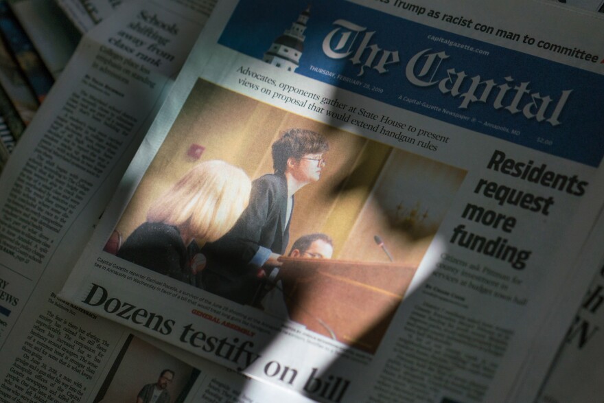 <em>Capital Gazette </em>journalists became subjects of news stories connected to the shooting. Reporter Rachael Pacella landed on the <em>Capital Gazette's</em> front page for testifying at the Maryland State House about gun violence.