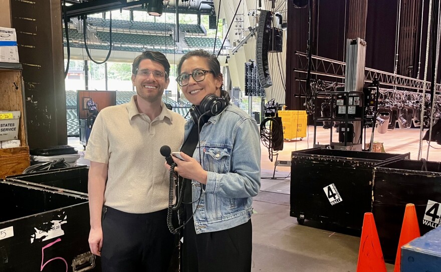 Chris Shiley, President of SPAC, backstage with Charlotte Wilson