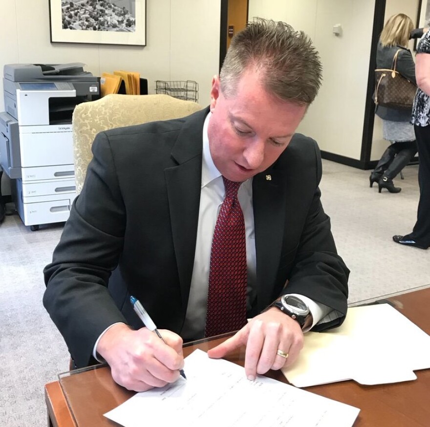 Michael O'Donnell files to run for Missouri House District 95 on Feb. 27 at the secretary of state's office in Jefferson City.