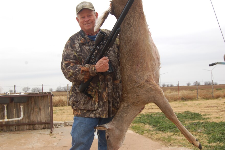 Luke with doe he took .45 caliber Airforce AIrguns "Texan". This is Luke's first game animal to harvest with an airgun in Texas.