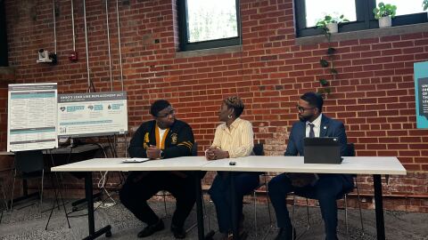 Ohio State Representative Dontavius Jarrells discusses the need for House Bill 534 to fully replace lead drinking water lines with President of Concerned Citizens Organized Against Lead Robin Brown and Ohio Environmental Council Action Fund  Cleveland Metro Advocacy Director Brian Siggers on Thursday, September 19th, 2024.