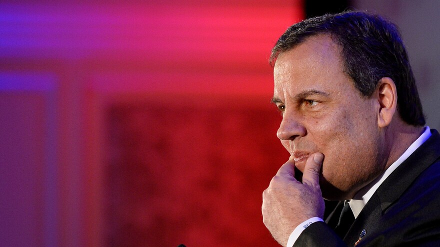 While New Jersey Gov. Chris Christie addressed the Virginia Consumer Electronics Association Friday, his ally was due in court over charges related to the "Bridgegate" scandal.