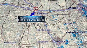 Location of traffic accident occurring on I-75 northbound in Columbia Country.
