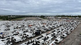 Duke trucks seen in an aerial photo