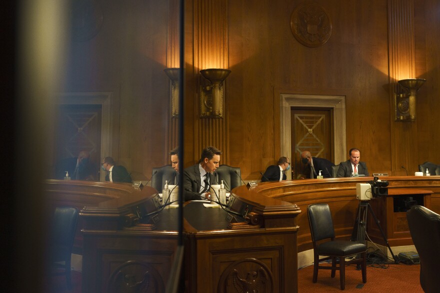 In this file photo, Sen. Josh Hawley, R-Missouri, speaks during a Judiciary Subcommittee on Antitrust, Competition Policy and Consumer rights hearing earlier this week on Capitol Hill in Washington.