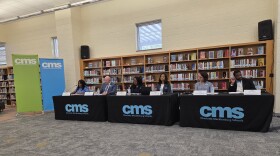 Superintendent Crystal Hill and other CMS officials at the 2026-27 back-to-school press conference.