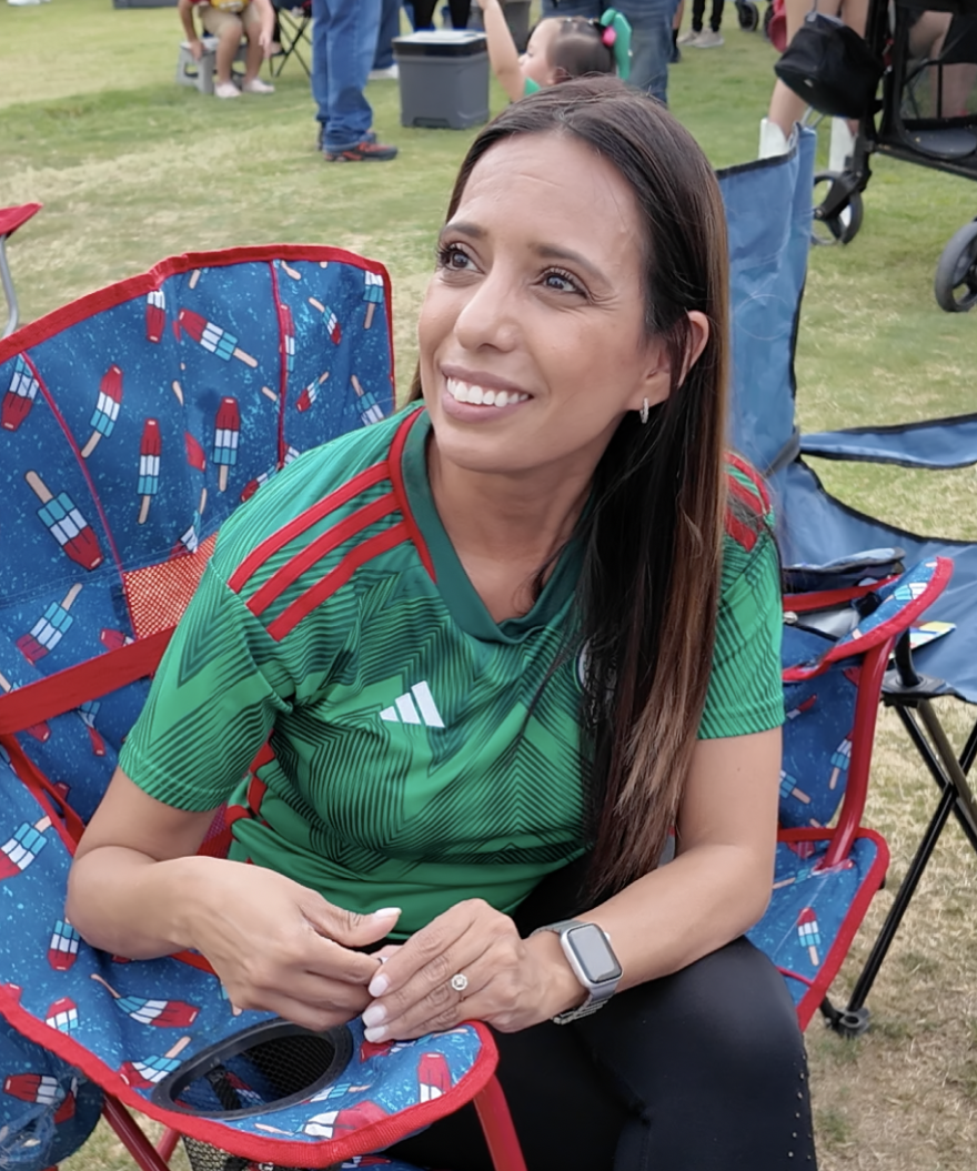 Elizabeth Garcia joined other fans from El Paso at a watch party downtown to cheer on Mexico's team.