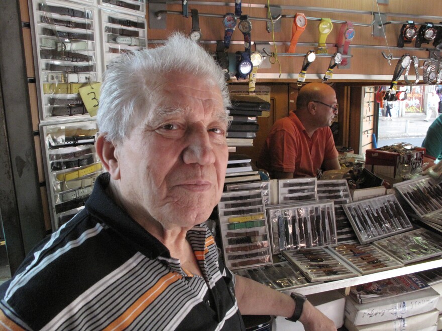 Konstantinos Poulakidas runs a watch stand in Athens. He says regardless of the outcome of the referendum, for Greece right now, "the future is invisible."