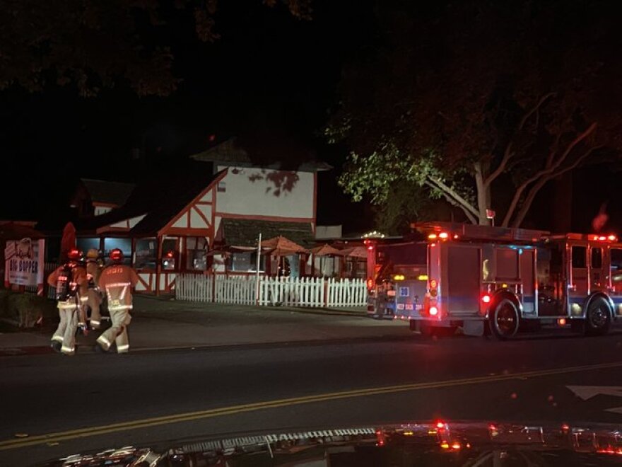 A fire damaged a Solvang restaurant Tuesday night.