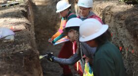 A group of paleoseismologists – or scientists who study ancient earthquakes – work in a trench just off the Rainbow Lake Trail near Frisco on Friday, Sept. 6, 2024. The scientists are investigating the Gore Range fault in an effort to understand when the last earthquake occurred there.