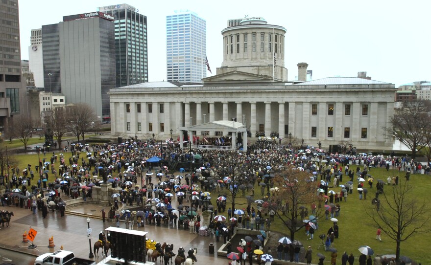 Gov. Ted Strickland held his public inauguration ceremony on the west steps of the Statehouse in January 2007.