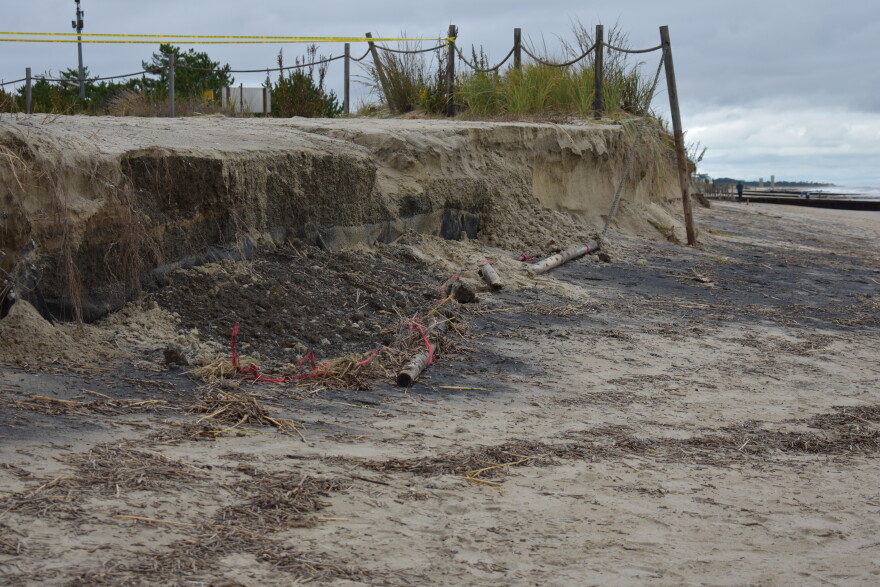 What was previously a sand ramp at Rehoboth Beach is now a steep dropoff of about 3 feet.
