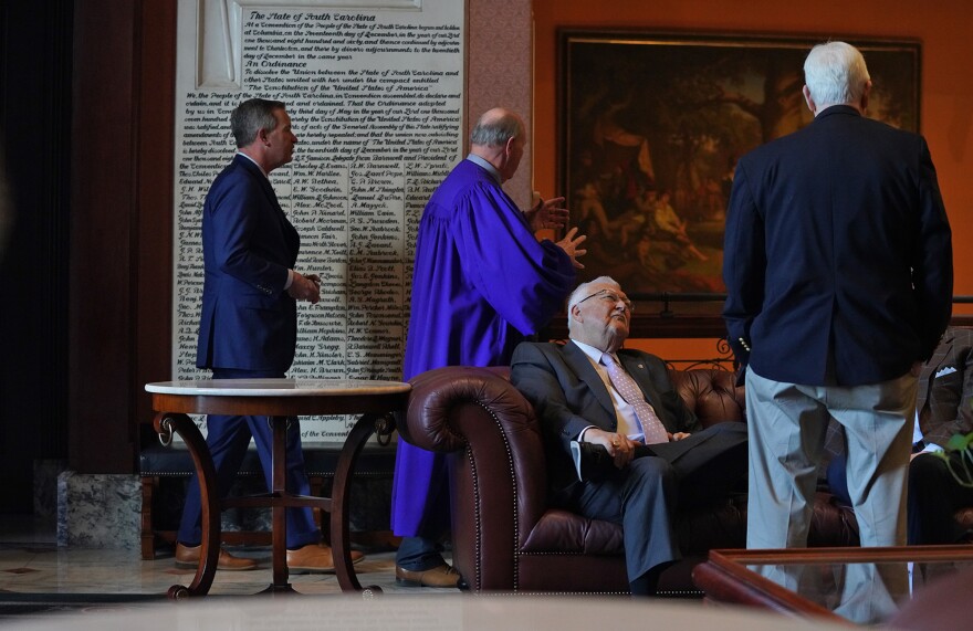 Senate President Thomas Alexander, R-Oconee, walks through the Statehouse lobby ahead of the legislative sesion at the Statehouse on Feb. 24 , 2026.