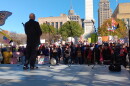 Town of Cheektowaga Supervisor Brian Nowak was among the speakers at the No Kings protest held Saturday, Oct. 18, 2026 in Niagara Square, Buffalo. He defended the integrity of local election workers and encouraged a strong voter turnout, suggesting an overwhelming result would keep critics including President Trump from claiming election fraud.