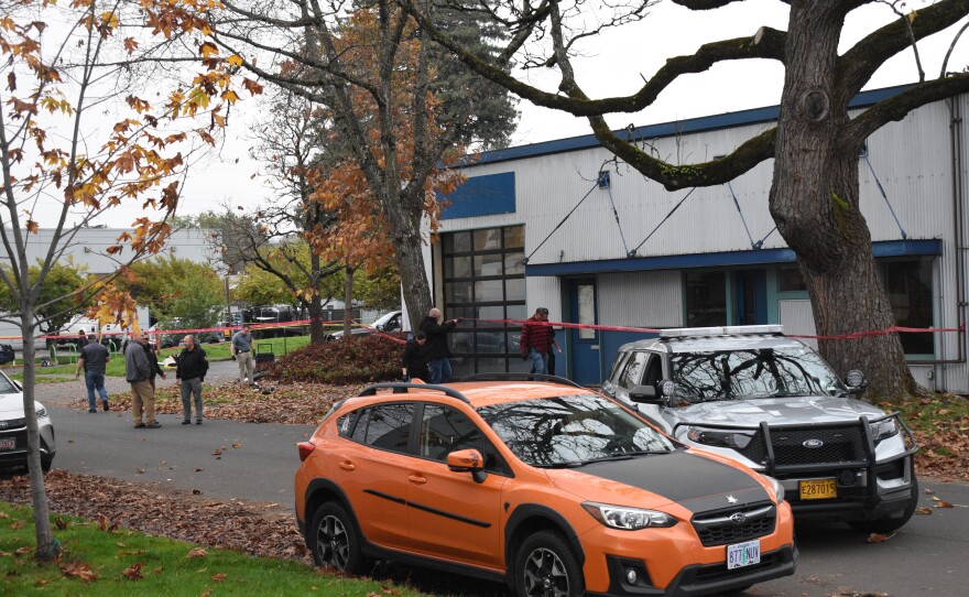 The scene of the alleged crime near 2nd and Madison in Eugene, Nov. 12, 2025.
