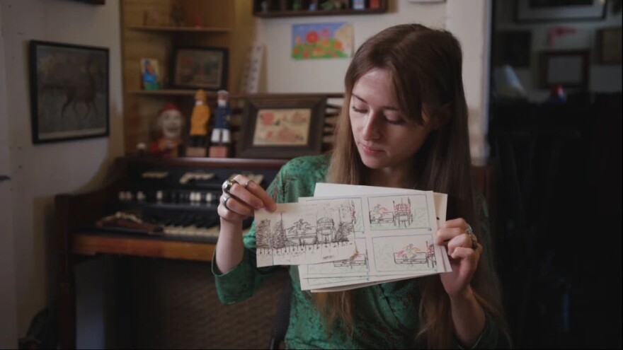 Eve Hartig drew an animation capturing her memories of the sign as a child.