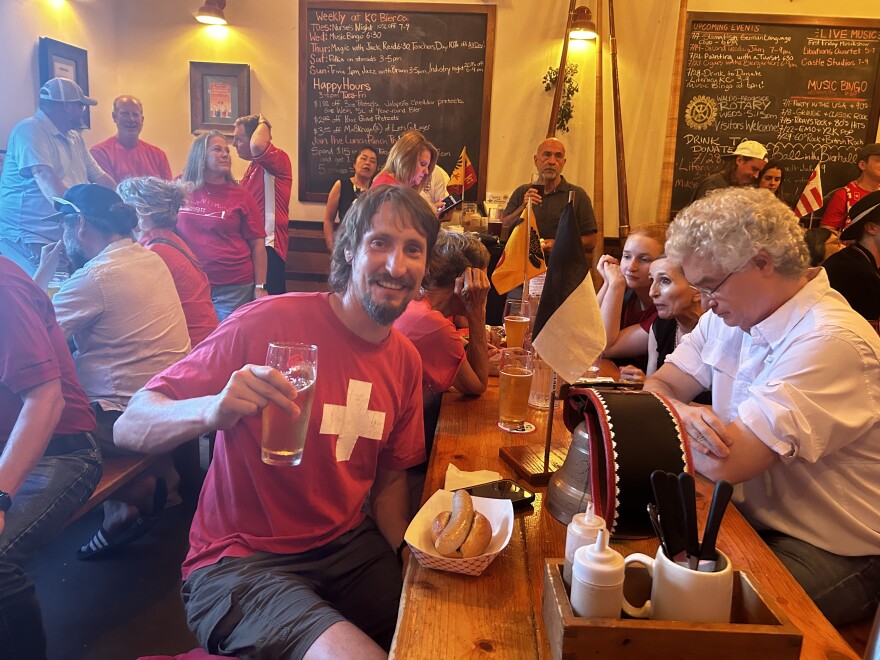 Timothy Tonkin, who lives in Springfield, Missouri, said he felt like he was at home in his native Switzerland during a watch party Saturday at KC Bier Co.