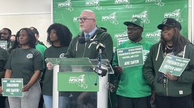 AFSCME Maryland Council 3 President Patrick Moran announces the filing of various unfair labor practices against the state of Maryland on Tuesday at AFSCME headquarters in