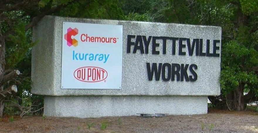 Sign outside Chemours' Fayetteville Works site