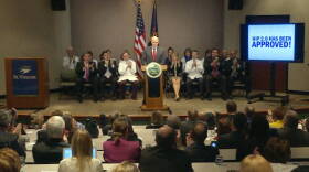 Gov. Mike Pence announces the approval of Hip 2.0, last year.