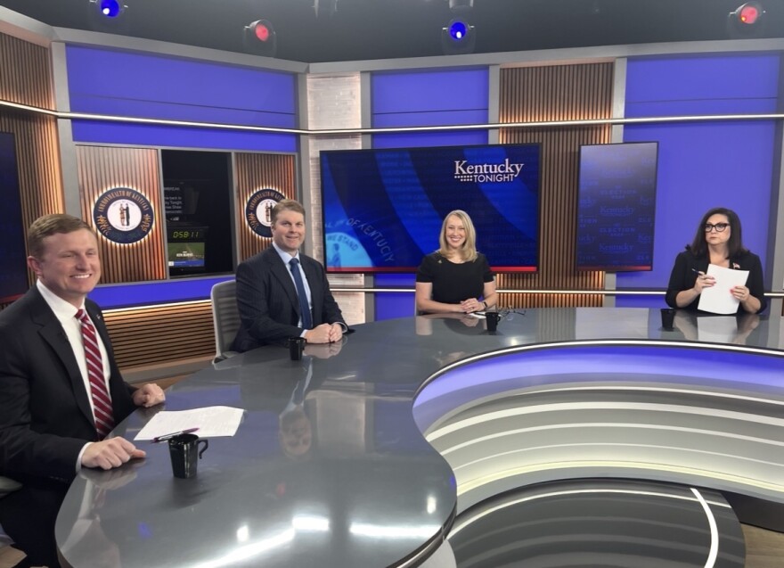 Zach Dembo, David Kloiber, Erin Petrey and Cherlynn Stevenson (from left to right) represented the Democratic Party at last night's KET debate.