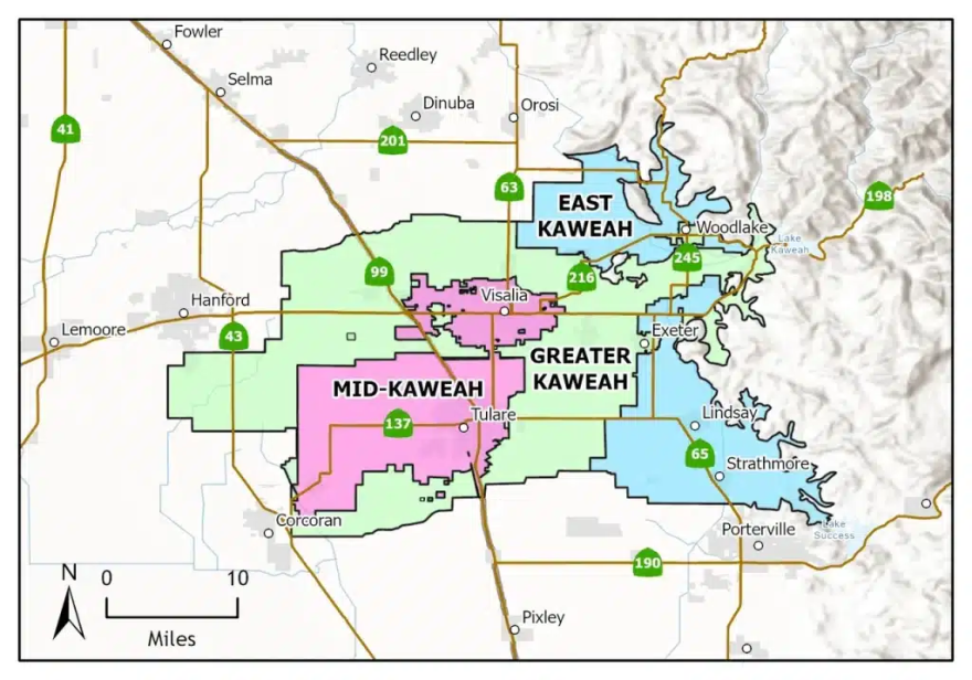 Map of Valley areas affected by well registration requirements.