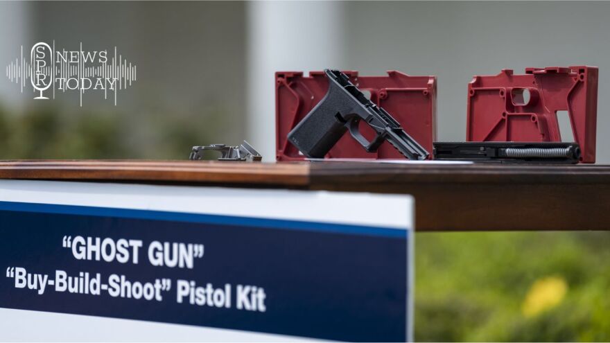 So-called "ghost guns" like the one pictured at a 2022 White House event got the name because the build-it-yourself gun kits have no serial numbers stamped on the assembled firearm, so the guns can't be traced if found at a crime scene. Washington state law already restricts these firearms, but Rep. Osman Salahuddin (D-Redmond) wants to expand those restrictions to close what he calls loopholes in state law.