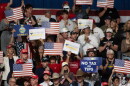Crowds cheer for Wichita-area Republican elected officials in advance of President Trump's speech in Park City on Monday.