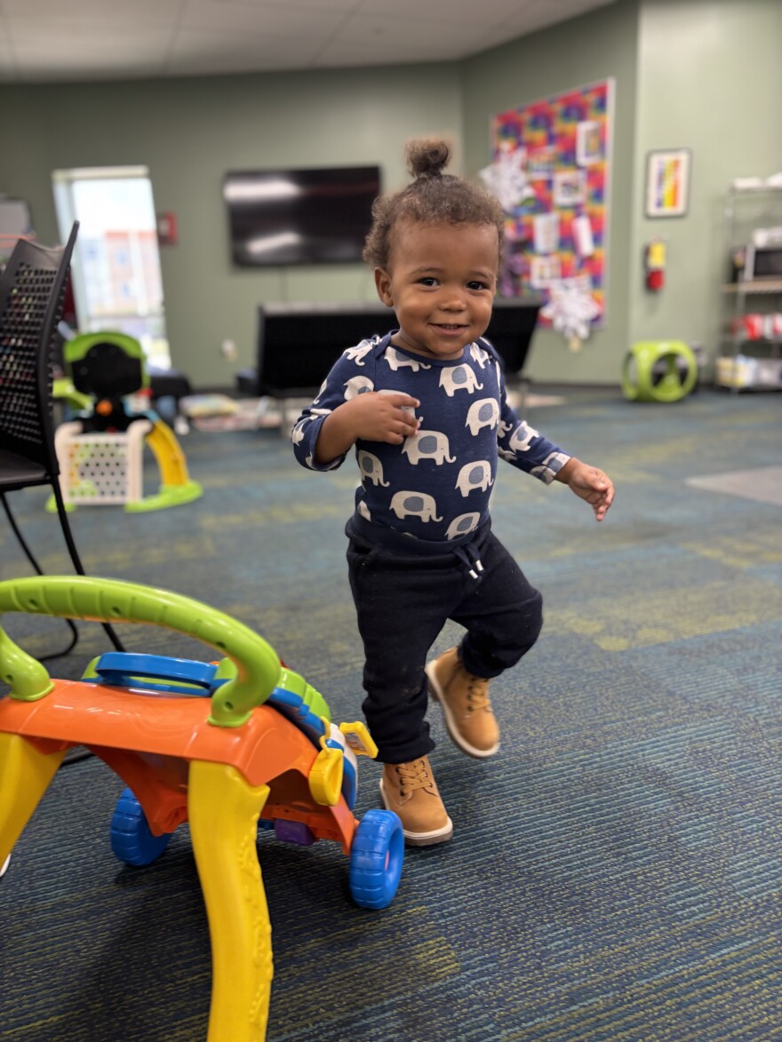 A young girl plays at Daybreak Inc.