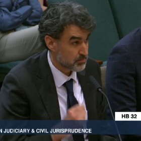 Ben Martin, deputy director of Texas Housers, testifies against HB32 at the Texas Legislature