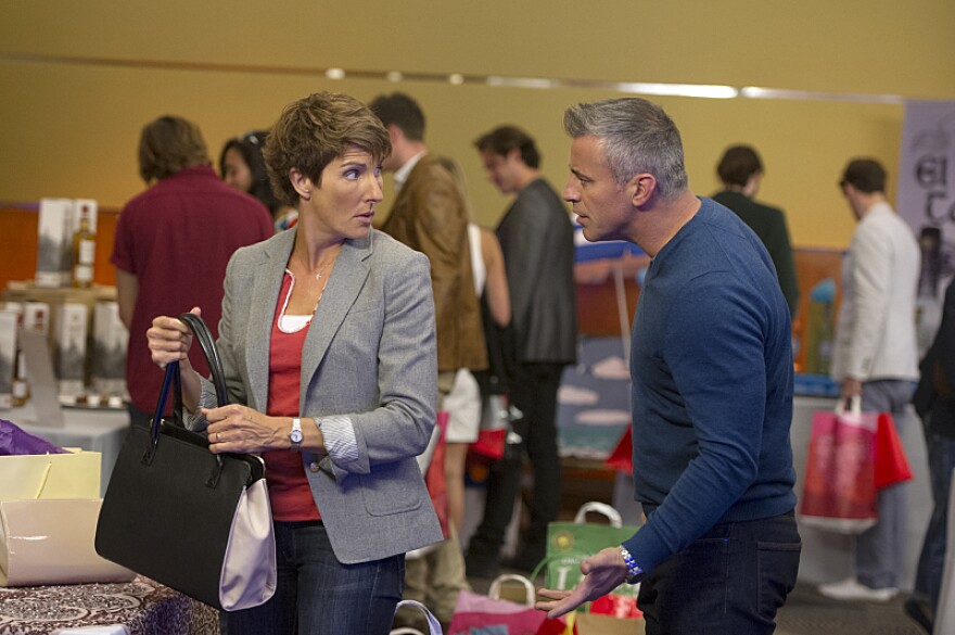 <em>Episodes </em>stars Tamsin Greig (left) as Beverly. She and her husband co-wrote a hit TV series in England, but were lured to America to adapt their show for U.S. audiences. The adaptation stars Matt LeBlanc (right).