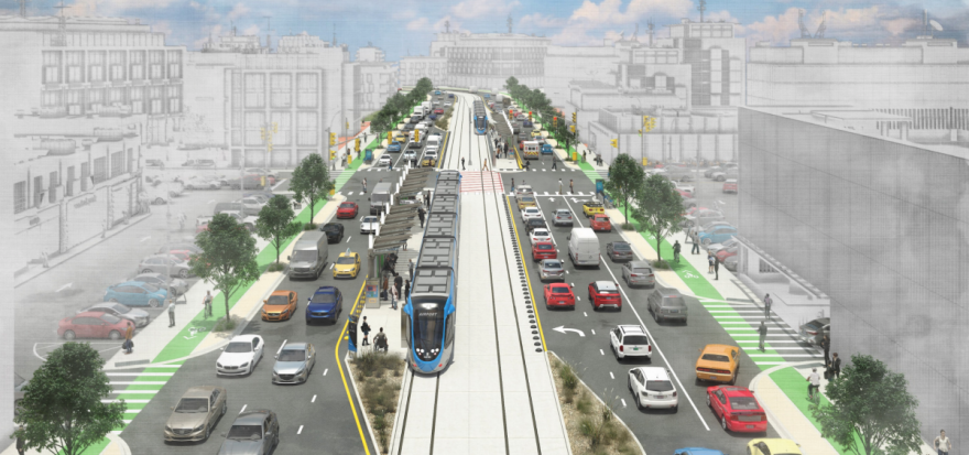 A conceptual drawing of light-rail