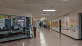 An empty hallway in an elementary school