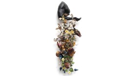 Nick Cave, Arm Peace, 2018, cast bronze and vintage tole flowers, 57x22x14 3/8 inches, courtest of the artist and Jack Shainman Gallery, New York