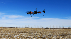 Drone above a field