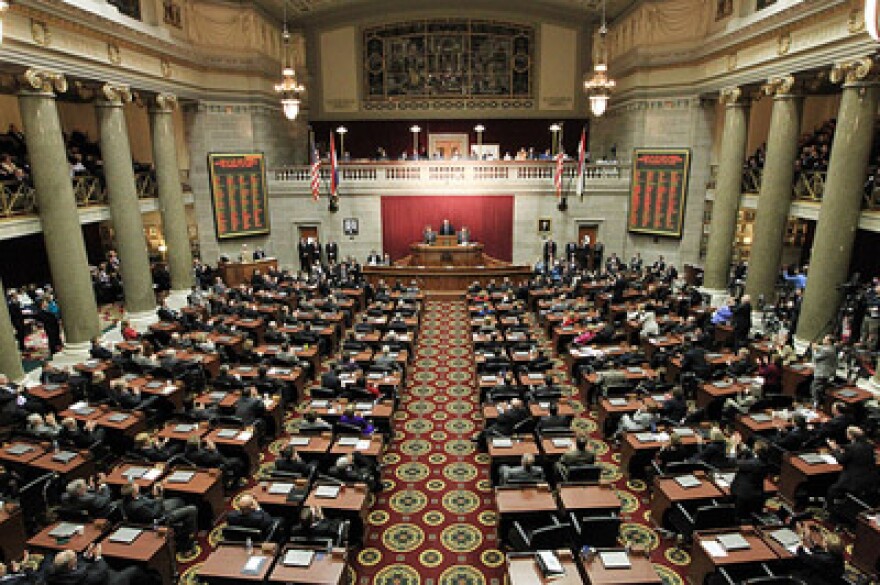 The Missouri House of Representatives chambers during Gov. Jay Nixon's State of the State Address on Jan. 19, 2011. A tax amnesty proposal was presented today to a House committee by Republican Rep. Tom Flanigan. (UPI/Bill Greenblatt)