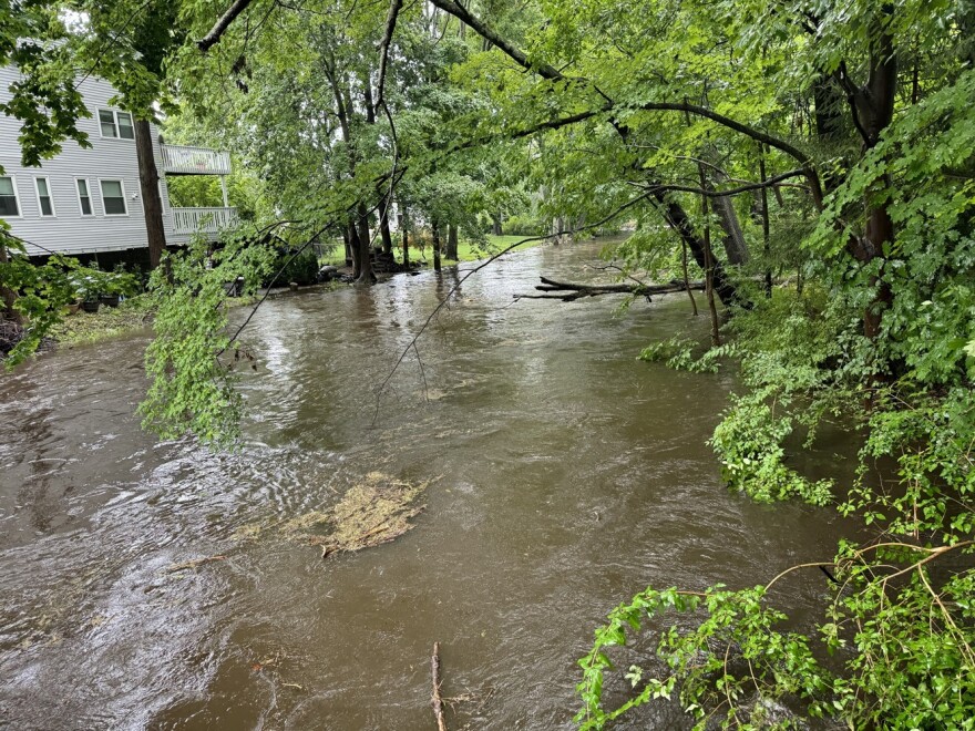 The Mill River at Bridge Street in Stamford overflowed after heavy rains on Aug. 18.