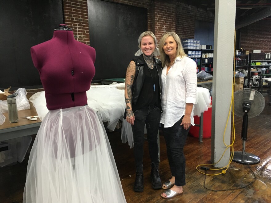 U.S. tariffs on goods imported from China hit fashion startups and consumers. Johnna Beckham (on right) with a designer at her Boost Apparel Co. factory in St. Louis.
