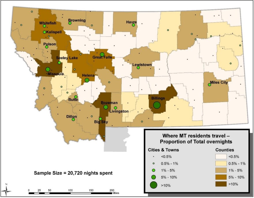 Where Montana travelers sleep, according to a report from the UM Institute for Tourism & Recreation Research.