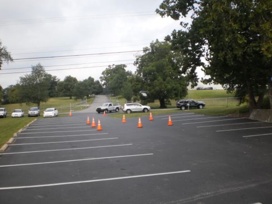 One of the International Police Officers Returns After the Driving Test