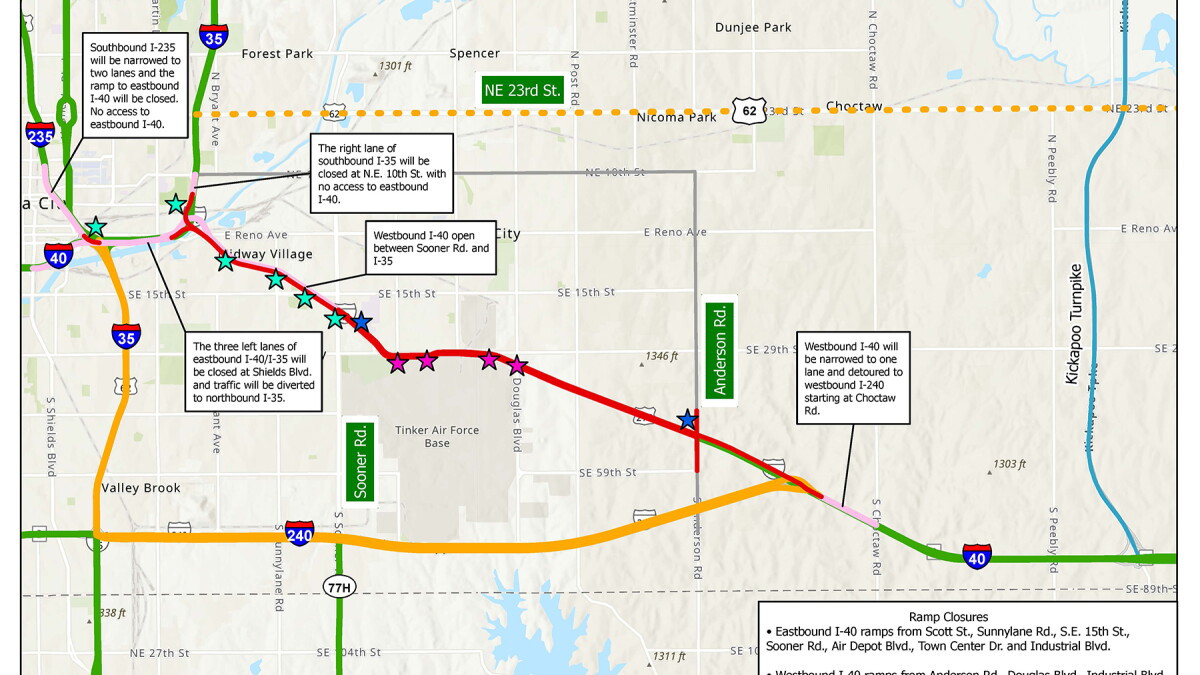 Weekend closure will reroute traffic off of I-40 in Oklahoma City, Midwest City - Vimarsana News