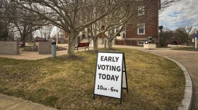 A sign reminding voters they can cast their votes early in the April 2 presidential primary in Connecticut was placed outside the Stonington Town Hall in Stonington, Conn., on Wednesday, March 27, 2024. The four-day early voting period marks the first time voters can cast their votes early and in-person in Connecticut.