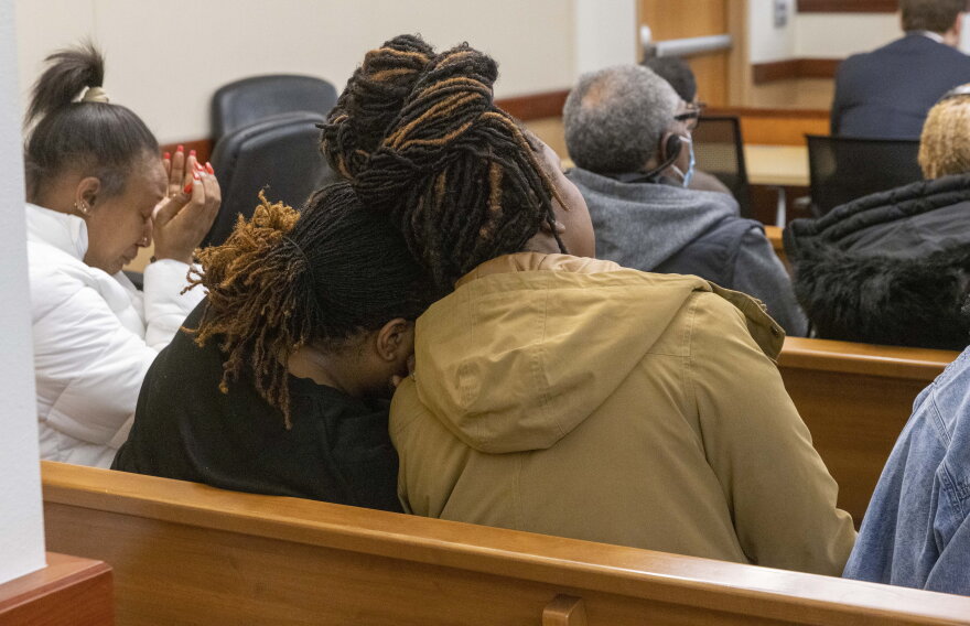 Members of Manny Ellis' family react as Pierce County Judge Bryan Chushcoff reads the verdict from the jury for the killing of Manny Ellis in Pierce County Superior Court Thursday, December 21, 2023. Rankine and officers Christopher "Shane" Burbank and Matthew Collins were all declared not guilty for any charges related to the March 2020 killing of Manny Ellis.