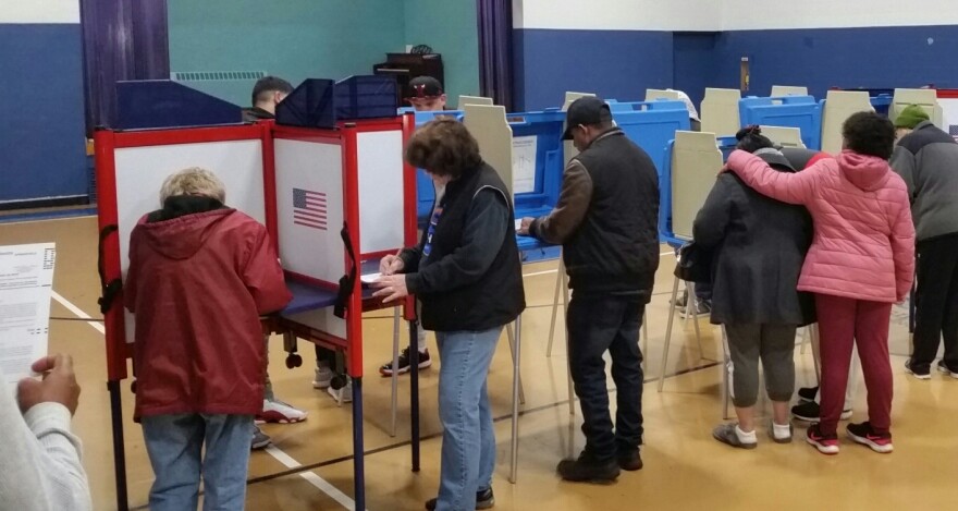 Voters in Springfield, Massachusetts mark their ballots in the 2020 election