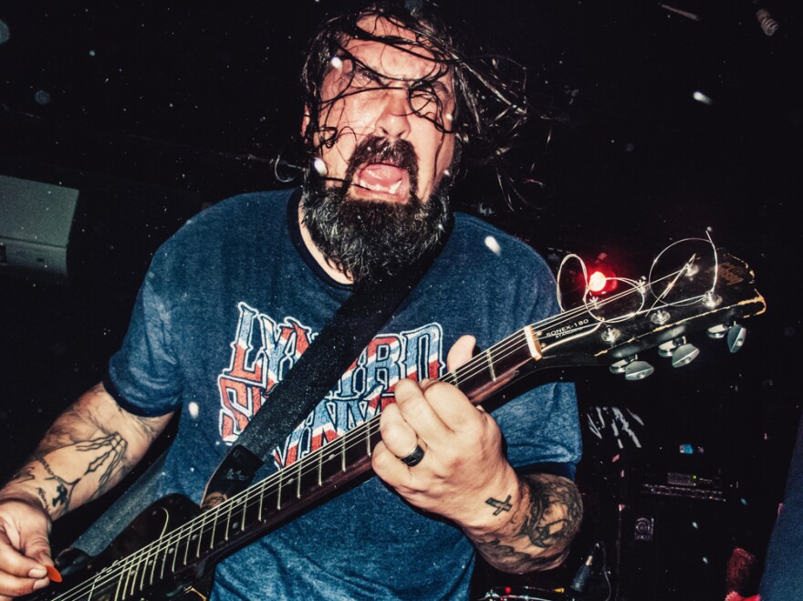 Jimmy Bower onstage at Eyehategod's November performance at The Acheron in Brooklyn.