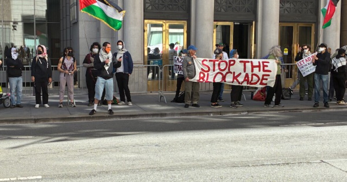Pro-Palestinian demonstrators protest outside Israeli consulate in San ...